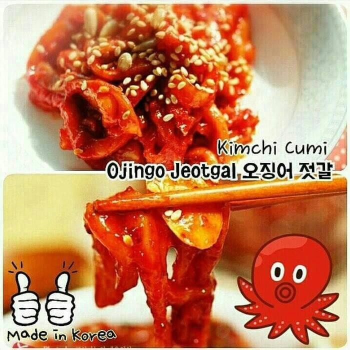 

kimchi cumi ojingo jeotgal 100g - squid kimchi korea shopee stok terbatas