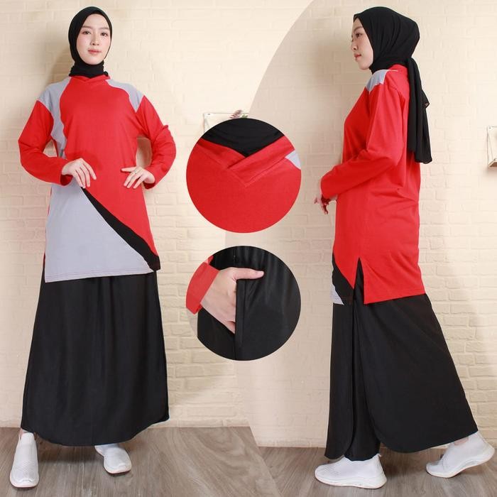 Setelan Baju Olahraga Muslimah Rok Celana / Model Celana Rok Muslimah Setelan Baju Senam Wanita