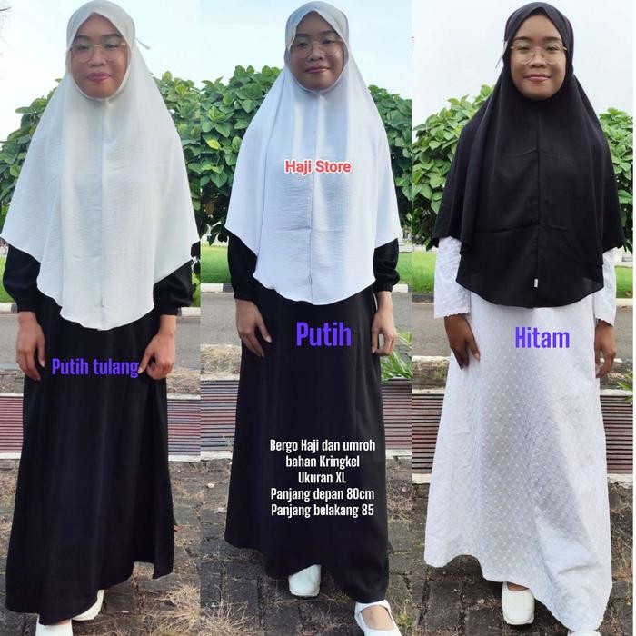 Bergo haji dan umroh bahan Crinkle ukuran XL Instan Jilbab jilbab hijab instan