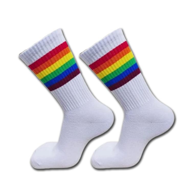 kaus kaki old school pria - kaus kaki panjang dewasa putih motif