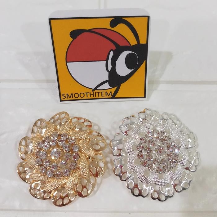 ASLI Bros bunga gold perak bros hijab bros permata peniti hijab READY STOCK