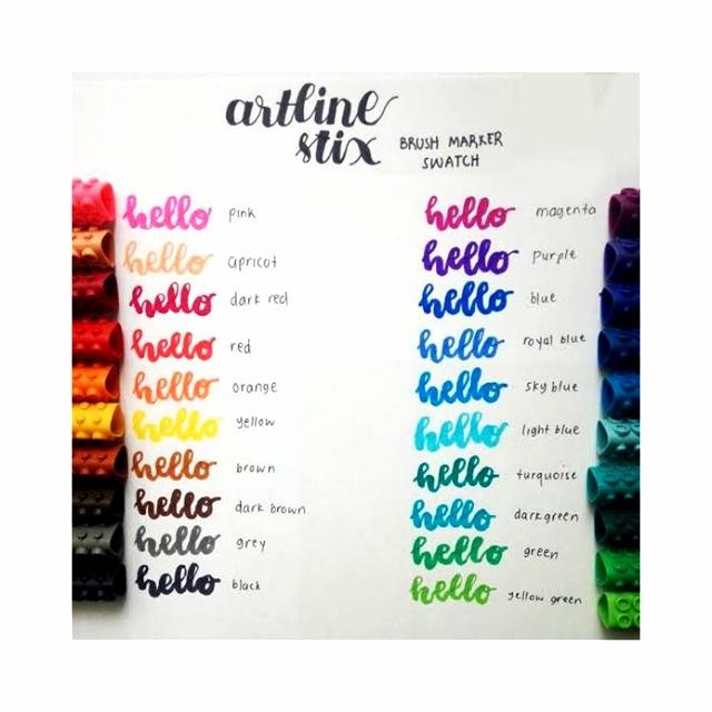 

Artline Stix Brush Marker Set 12 Color For Lettering Calligraphy