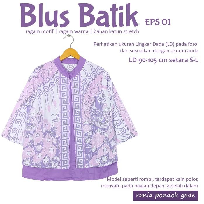 Blouse atasan baju batik wanita resleting model blazer rompi outer