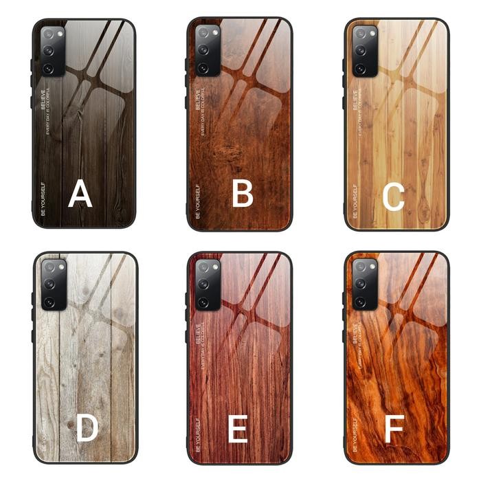 WOODGRAIN GLASS CASE SAMSUNG GALAXY S20 FE S20FE SOFTCASE CASING HP