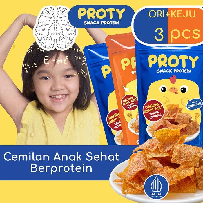 

Siap Kirim Cemilan Anak Sehat PROTY Chicken Chips Original 2 pcs + Keju 1 pcs - Non MSG & Tanpa