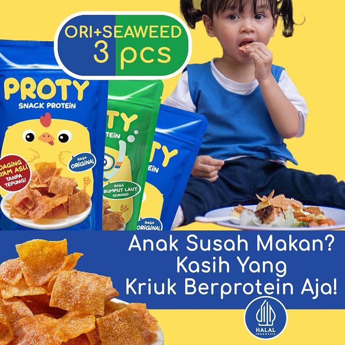 

Siap Kirim PROTY Chicken Chips Anak - Original 2pcs + Rumput Laut 1pcs, Non MSG & Tanpa Pengawet,