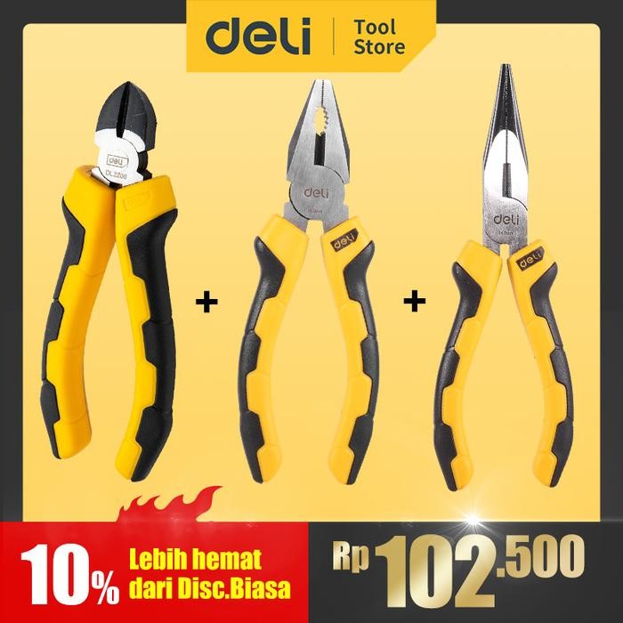 Deli Tang Set - Tang Kombinasi Tang Lancip Tang Potong 1 Set 6 Inch