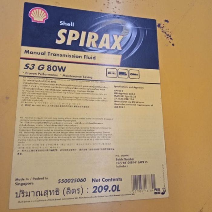 OLI SHELL SPIRAX S3 G 80W / 209 LITER