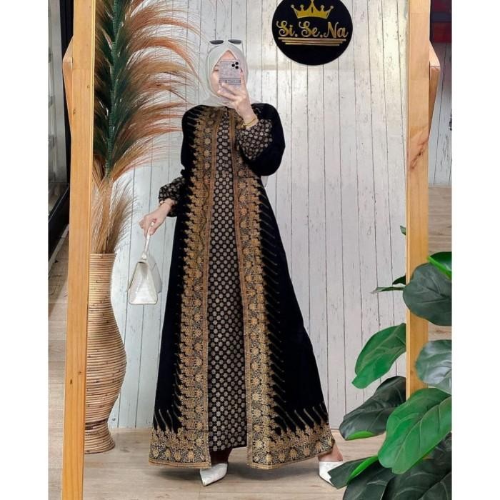 baju gamis cardigan dress pesta murah kombinasi batik model