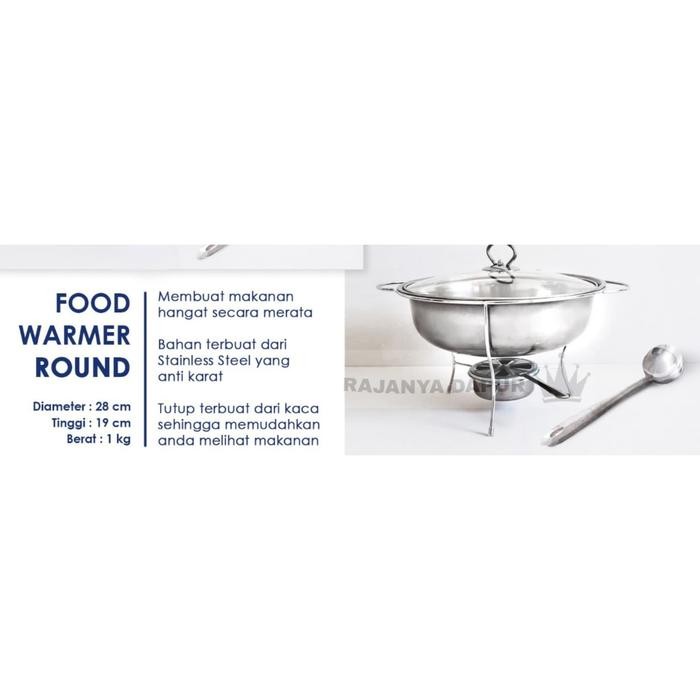Tersedia Food Warmer Round Asta 28 Cm Tempat Prasmanan Bulat Stainless