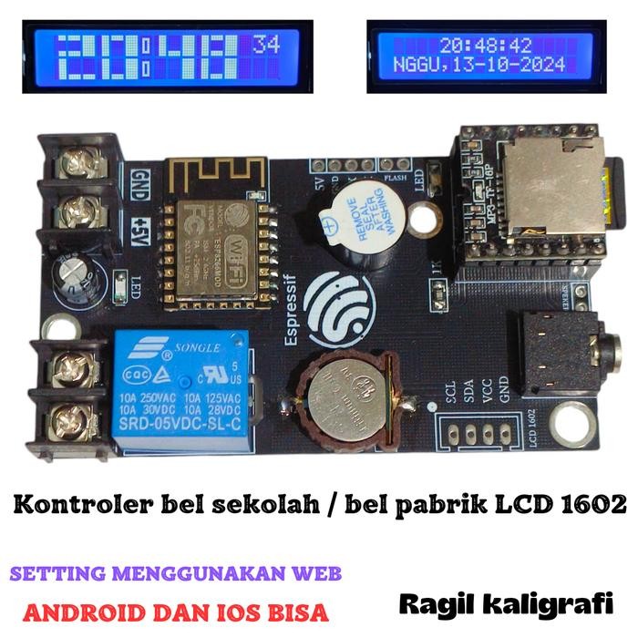 Controller bel sekolah lcd 1602 - kontroller bel otomatis bel pabrik bel sekolah mp3 lc 1602