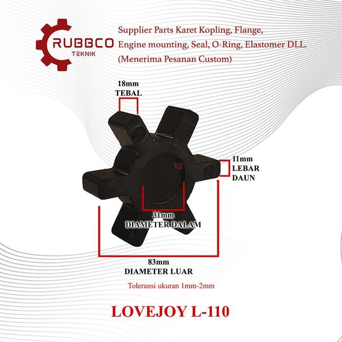 Karet Kopling L 110 Coupling Kopel 110 L110 L-110 L Rubber Lovejoy 110