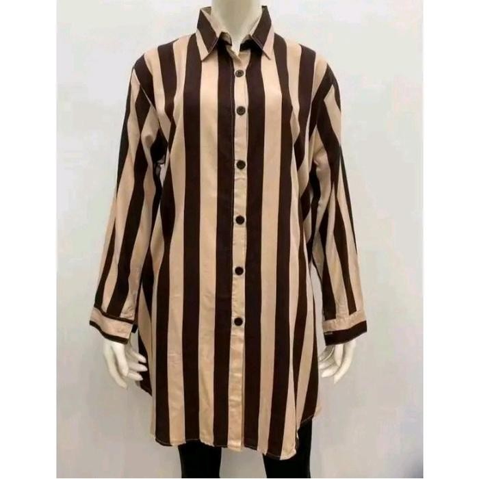 VIRAL ATASAN TUNIK WANITA MOTIF SALUR BAHAN KATUN POLY TERLARIS // TUNIK KEKINIAN