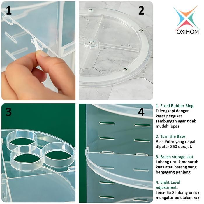 

Oxihom Rak Putar Akrilik Rak Dapur Rak Kosmetik Rak Bumbu Lazy Susan S0159 Penyimpanan Plastik