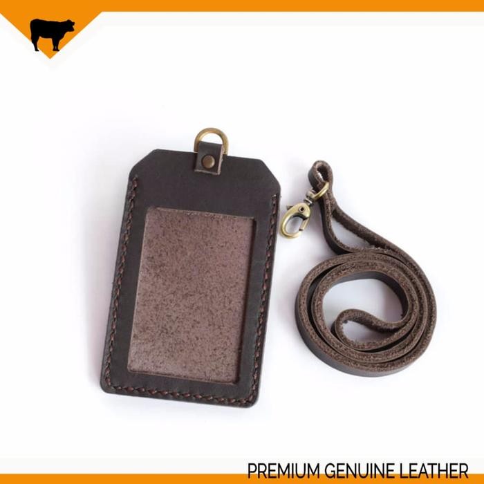 

Ready Gantungan Name Tag Id Card Kulit Asli Handmade Dark Brown