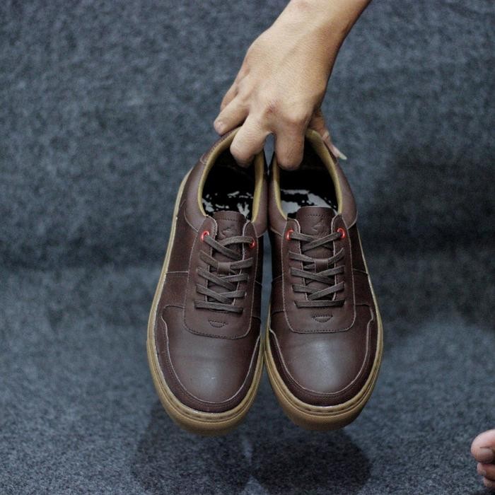 SEPATU CASUAL SNEAKERS PIEDE ORIGINAL KULIT ASLI BLACK AND BROWN