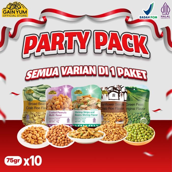 

Gain Yum - [PARTY PACK] All Variants Kacang Polong Kacang Koro Kuaci Kupas Kacang Telur Shrimp