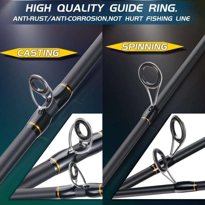 Sougayilang Joran Pancing 1.8/2.1M Medium Power 2 Bagian Emas/Perak Joran Casting Joran Spining