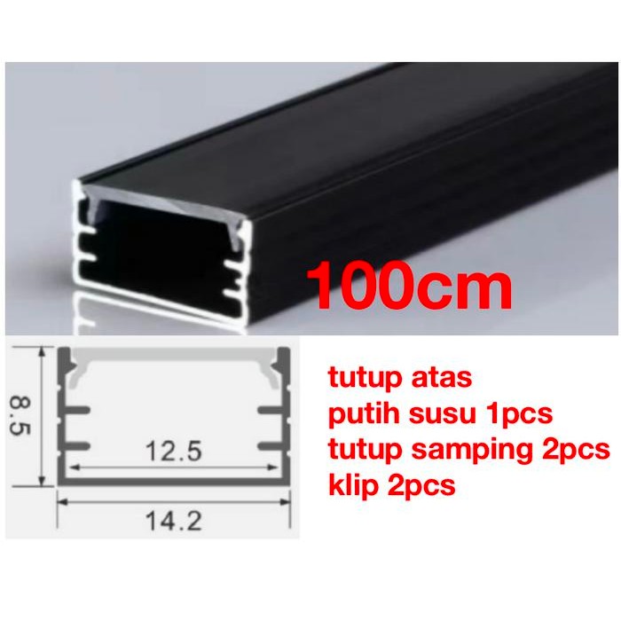 Pilihan- Housing Profile Aluminium Cover Rumah Led Strip 1509 U Outbow Tebal