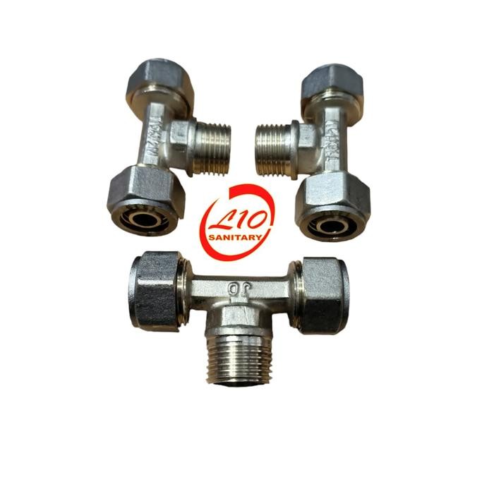 Pilihan- T Drat *Luar Sambungan Air Panas Tee Drat *Luar Kuningan Asli 1/2 Inch