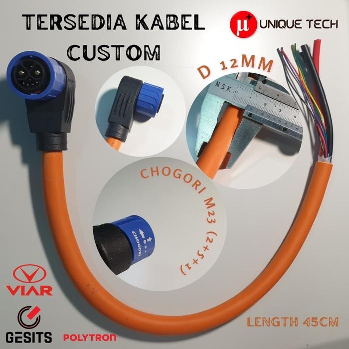 Pilihan- Kabel Power Batere Motor Listrik Soket M23 Ip67 Viar Gesits Polytron Uwinfly United