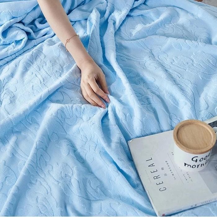 Selimut Handuk Embos Polos 150X200 Ukuran Single Dewasa Kualitas Lembut Dan Tebal Katun