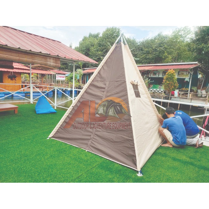 Tenda glamping indian piramid teepee outdoor bahan cordura 2x2 meter