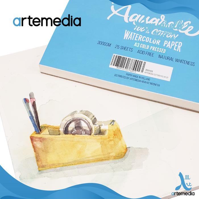 

Kertas Cat Air Artemedia Aquarelle A3 Cotton Watercolor Pad