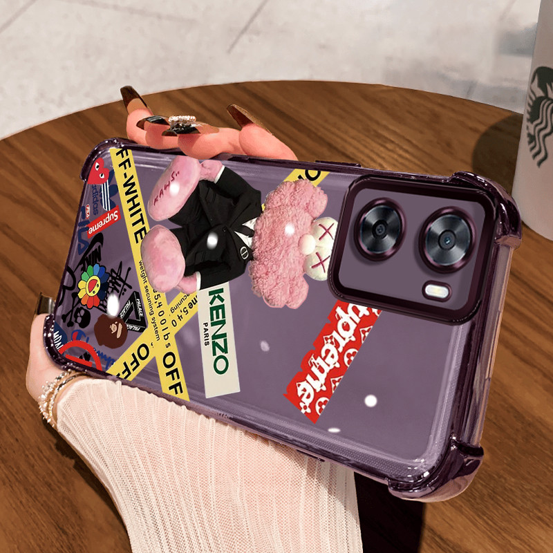 Casing Hp untuk OPPO A77s A57S A57E A57 2022 A77 2022 Case Casing HP Splicing Bear pola Silikon Kasi