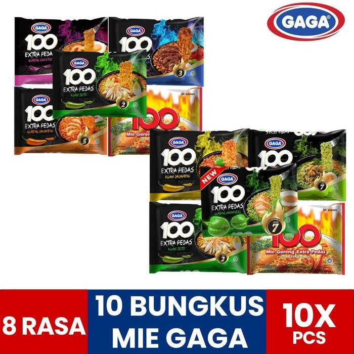 

Pilihan- 10 Bungkus Mie Gaga 100 8 Rasa Goreng Kuah Pedas Nstan Soto Hitam Lada Bisa Cod Food