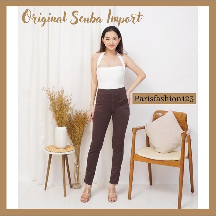 Reytorrm Collection - Celana Wanita Merk Saya Scuba Import Jumbo Stretch Tebal