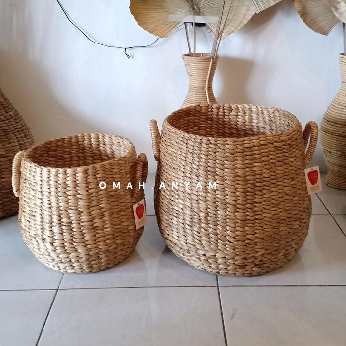 Pilihan- Cover Pot Eceng Gondok Cover Pot Gentong Plintir Keranjang Laundry Anyam Eceng Gondok