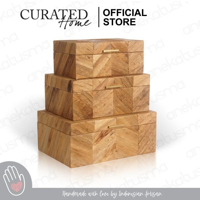 ready curated home kotak perhiasan & aksesoris chevron decorative box xl