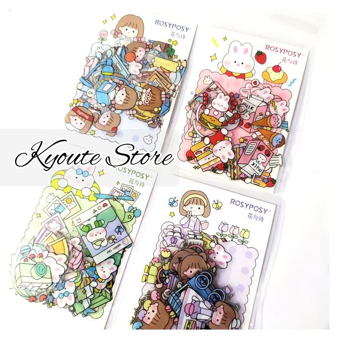 

Pilihan- 40 Pcs Sticker Pvc Girl Rabbit Scrapbook Diy Bujo Planner Journal Hp