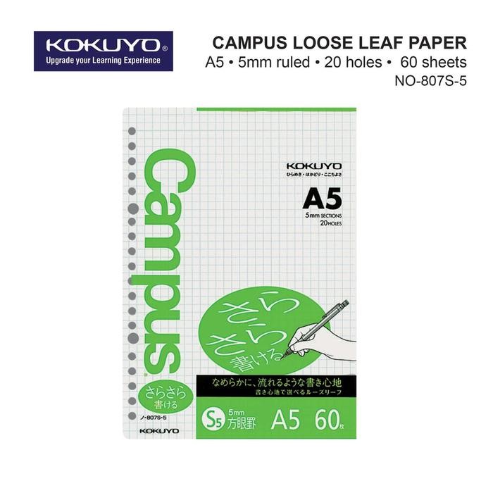 

Kertas Binder A5 Kotak Grid 20 Hole Kokuyo Isi 60 807S-5 Loose Leaf Kode 1449