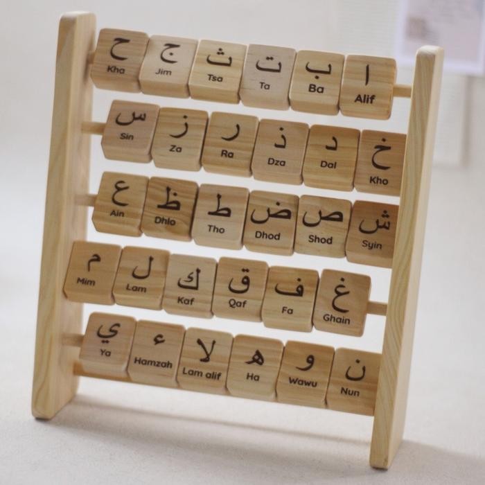 Lettering and Life Hijaiyah Learning Board Wooden Toys Hijaiyah Sempoa Balok Huruf Arab Mainan Kayu