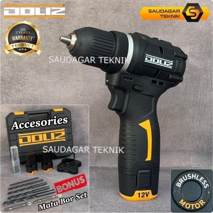 Mesin Bor Cordless Doliz 12V BD 636 Mesin Bor Baterai Batre 12 V Brushless Motor Screwdriver