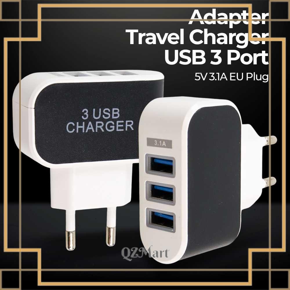 Charger USB Travel Adapter 3 Port 5V 3.1A – EKA | QZMart