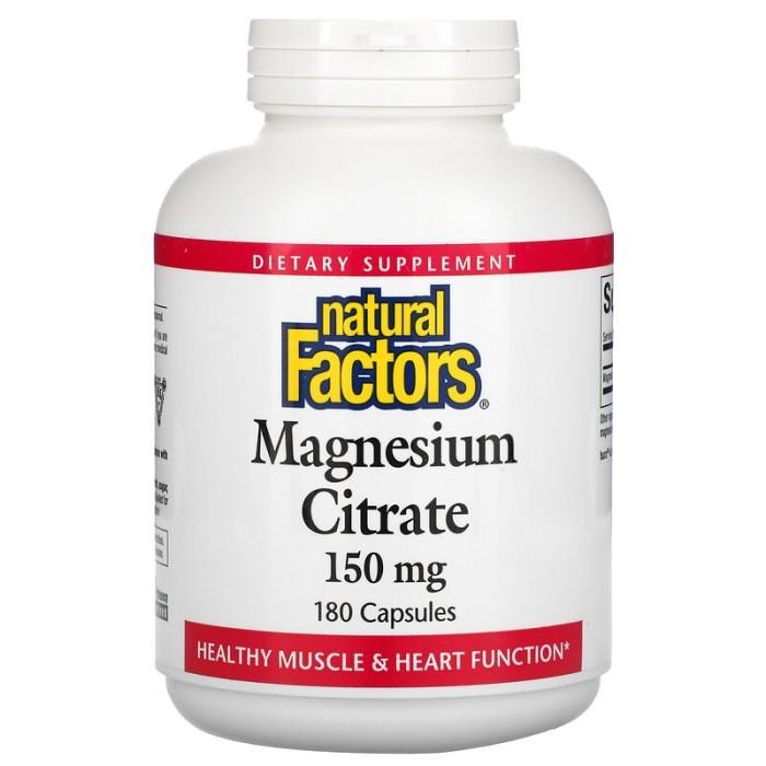 Natural Factors Magnesium Citrate 150 mg 180 Capsules-Original 100% Asli