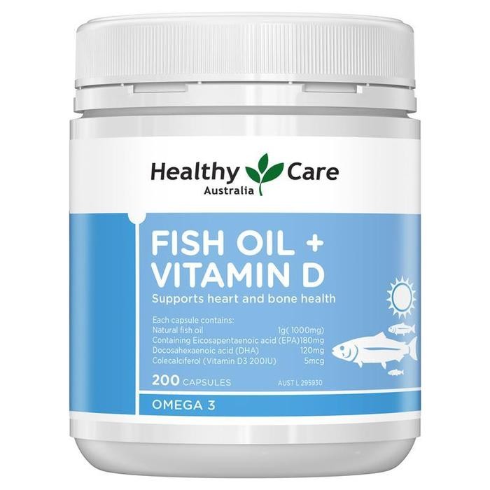Healthy care Fish Oil + Vitamin D 200 Capsules
