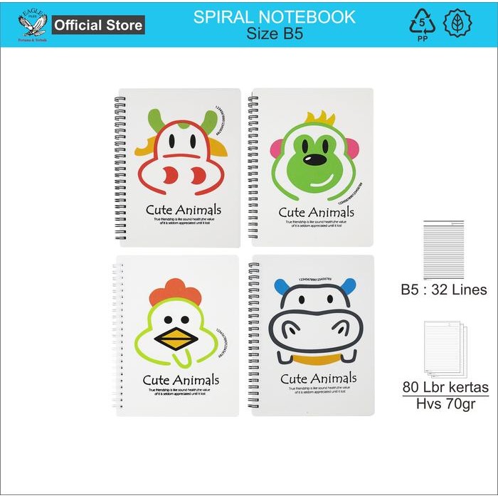 

Buku Tulis Spiral / Notebook / Spiral Notes B5 TOMEX Cute Animal