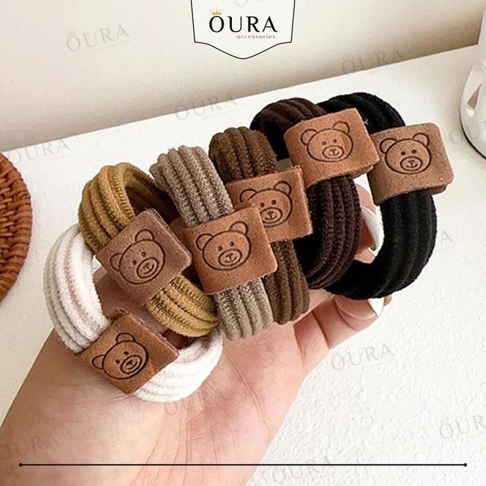 Kunciran Ikat Rambut Bear Tag Ponytail Karet Scrunchie Anak Wanita Korean Style Ikat Cepol Rambut