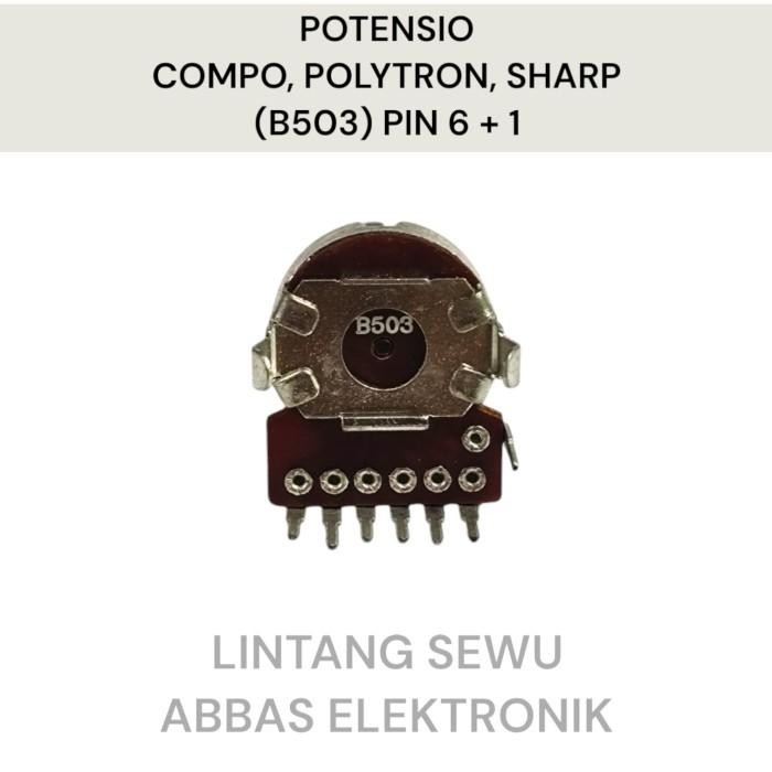 Potensio Compo Polytron Sharp 6p / 6+1 Ct / 7p B503 50k 6 Pin / 6 Pin +Ct / 7 Pin 50 Kilo Audio