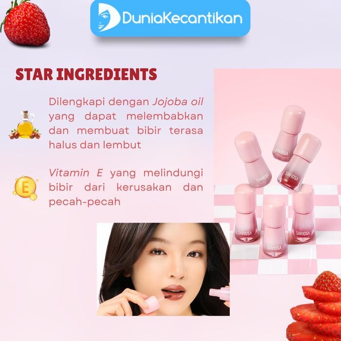SAVIOSA Glazetint Longwear Lipstain Liptint Transferproof Lembab Glossy Pewarna Bibir Lipgloss