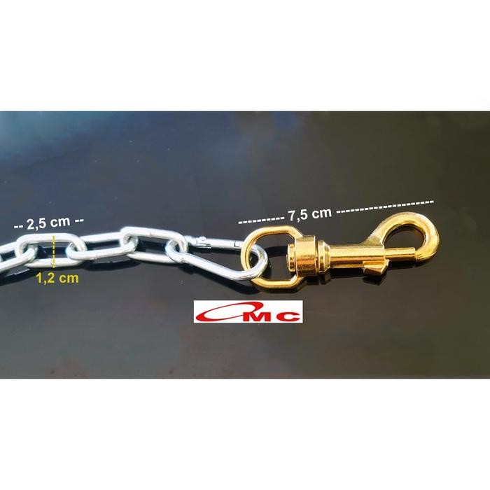 Rantai Anjing Besar Medium Tali Tuntun Besi Galvanis Chain Leash 2 Meter Kuat Anti Karat