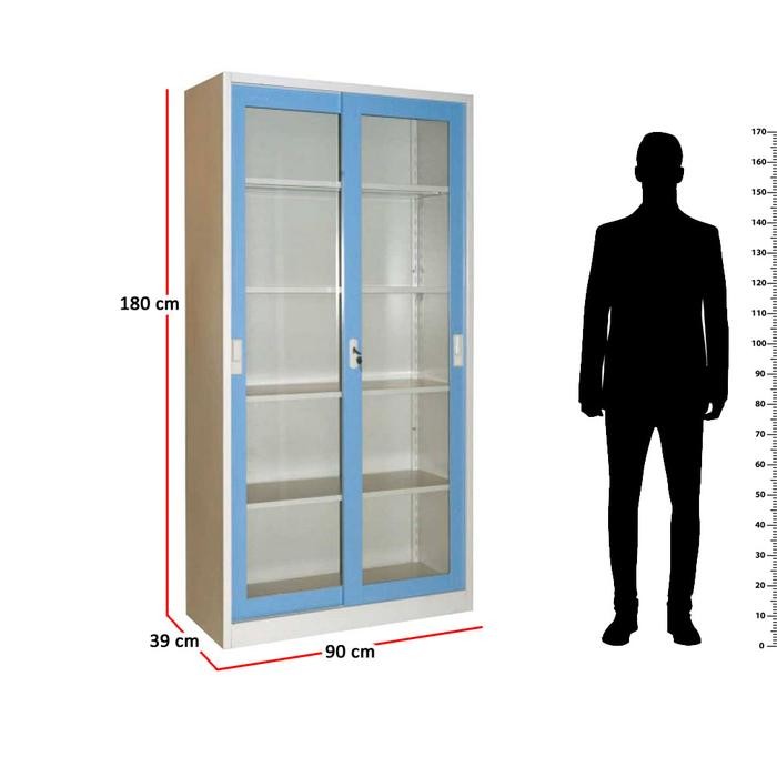 

Lemari File (File Cabinet) Krisbow Biru Sliding 180X90X39Cm Kw1700198