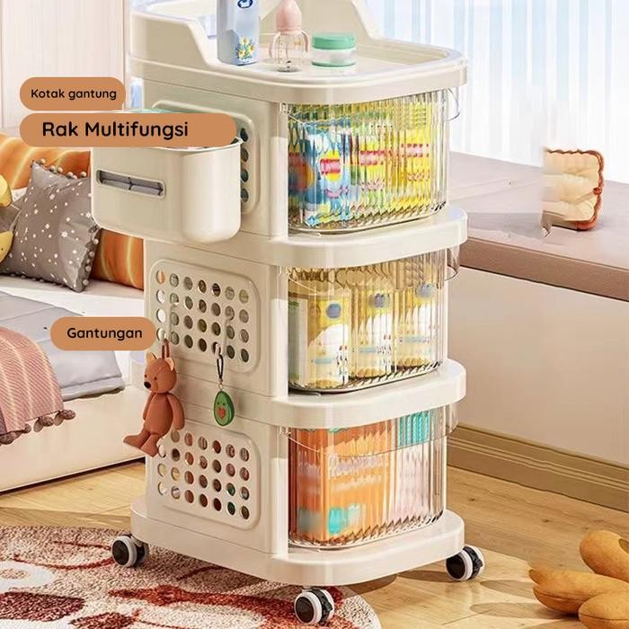 Muzy Rak Troli Dorong Penyimpanan Serbaguna Rak Dapur Multifungsi HRK525