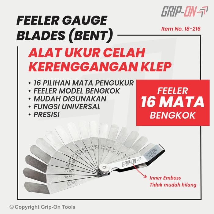 Pilihan- Alat Ukur Celah Bengkok - Feeler Gauge Bent 16 Blades 0.127 - 0.508 Mm