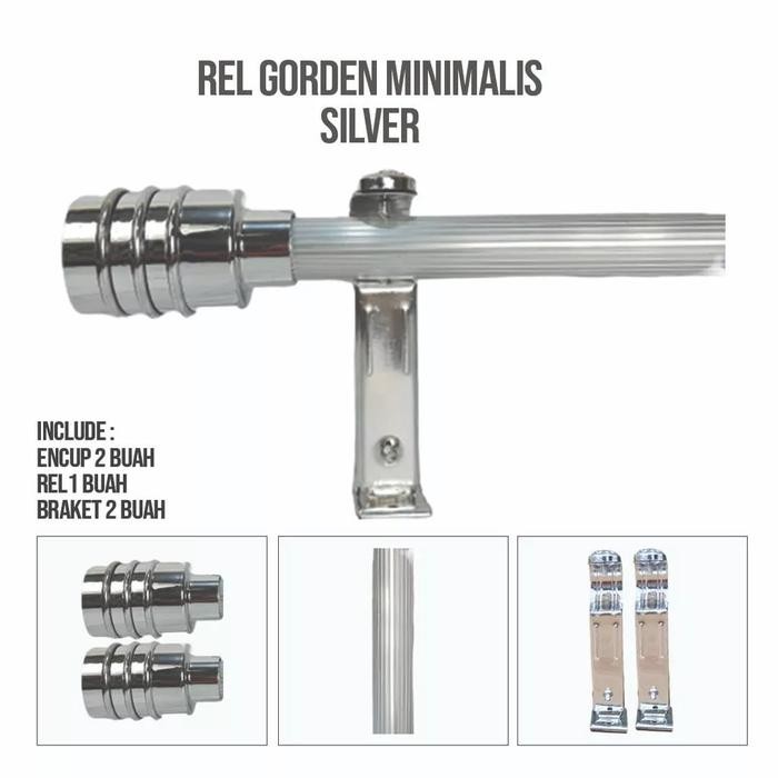 Pilihan- Batang Besi Pipa Tiang Rolet Rel Gorden Polos Garis Tutup Minimalis