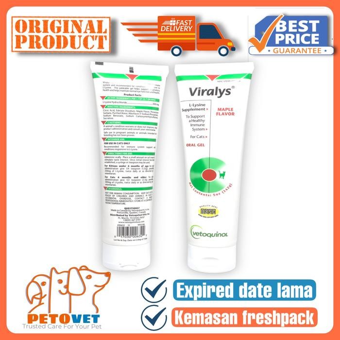 NEW PRODUK VIRALYS L- LYSINE ORAL GEL FOR CAT 142GR- VITAMIN KUCING ODETTE94